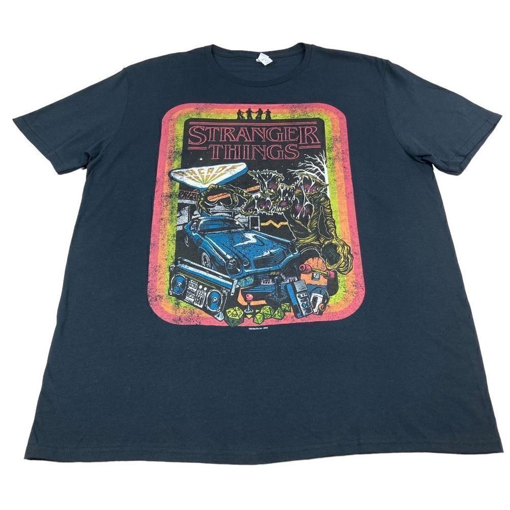 Stranger Things Shirt Adult Size Extra Large XL Black Short Graphic T-Shirt